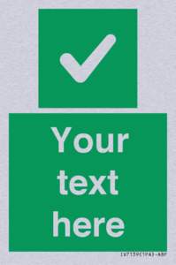 Custom green background, green square with tick sign